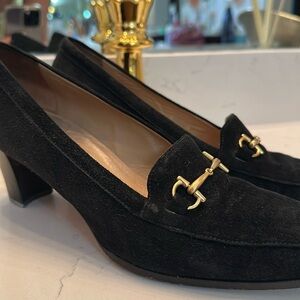 Black suede Gucci loafers